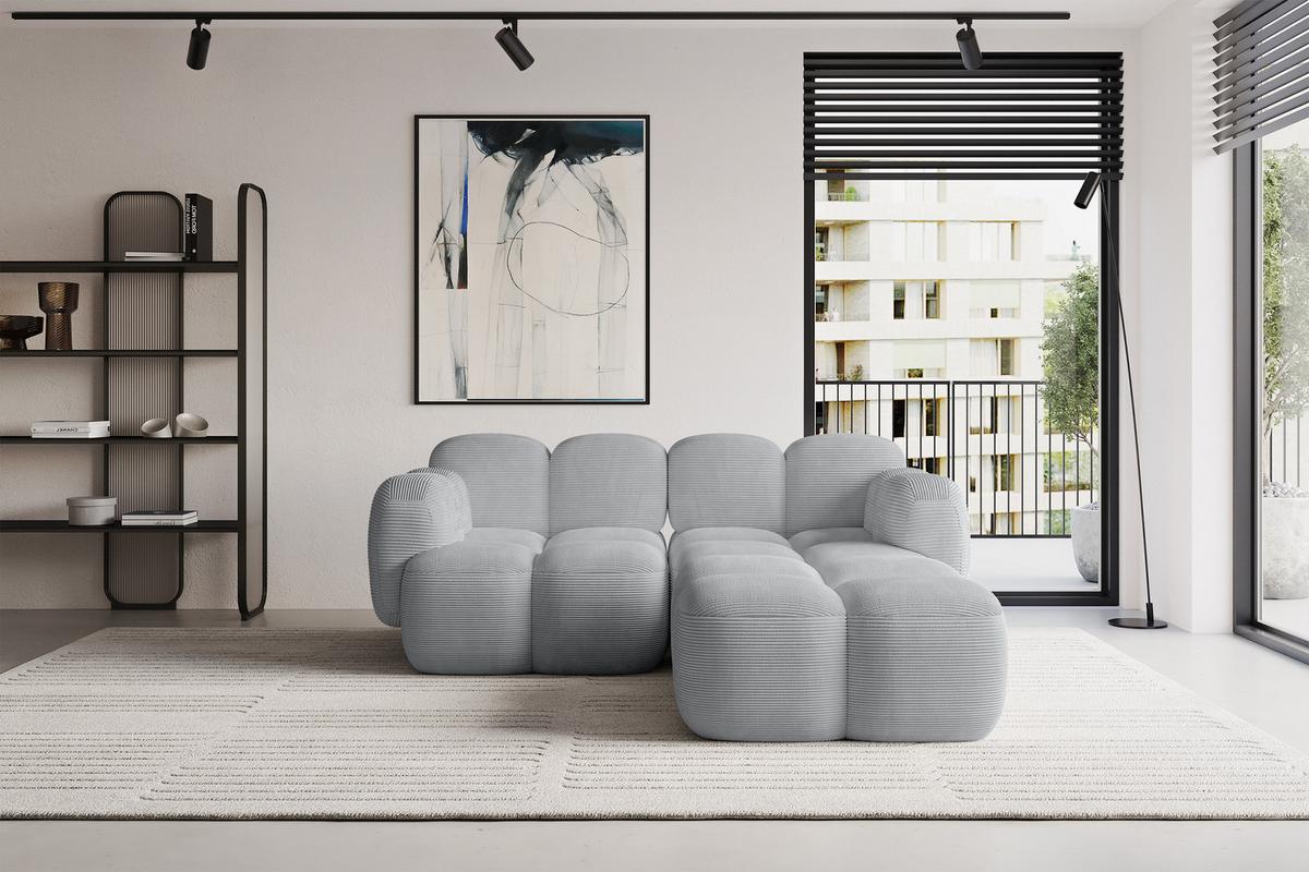 ECKSOFA modulares Sofa Rechts Miko-L1 214x205x75 Grau Cord - Anthrazit/Schwarz, Holzwerkstoff/Kunststoff (214/205cm) - ALTDECOR