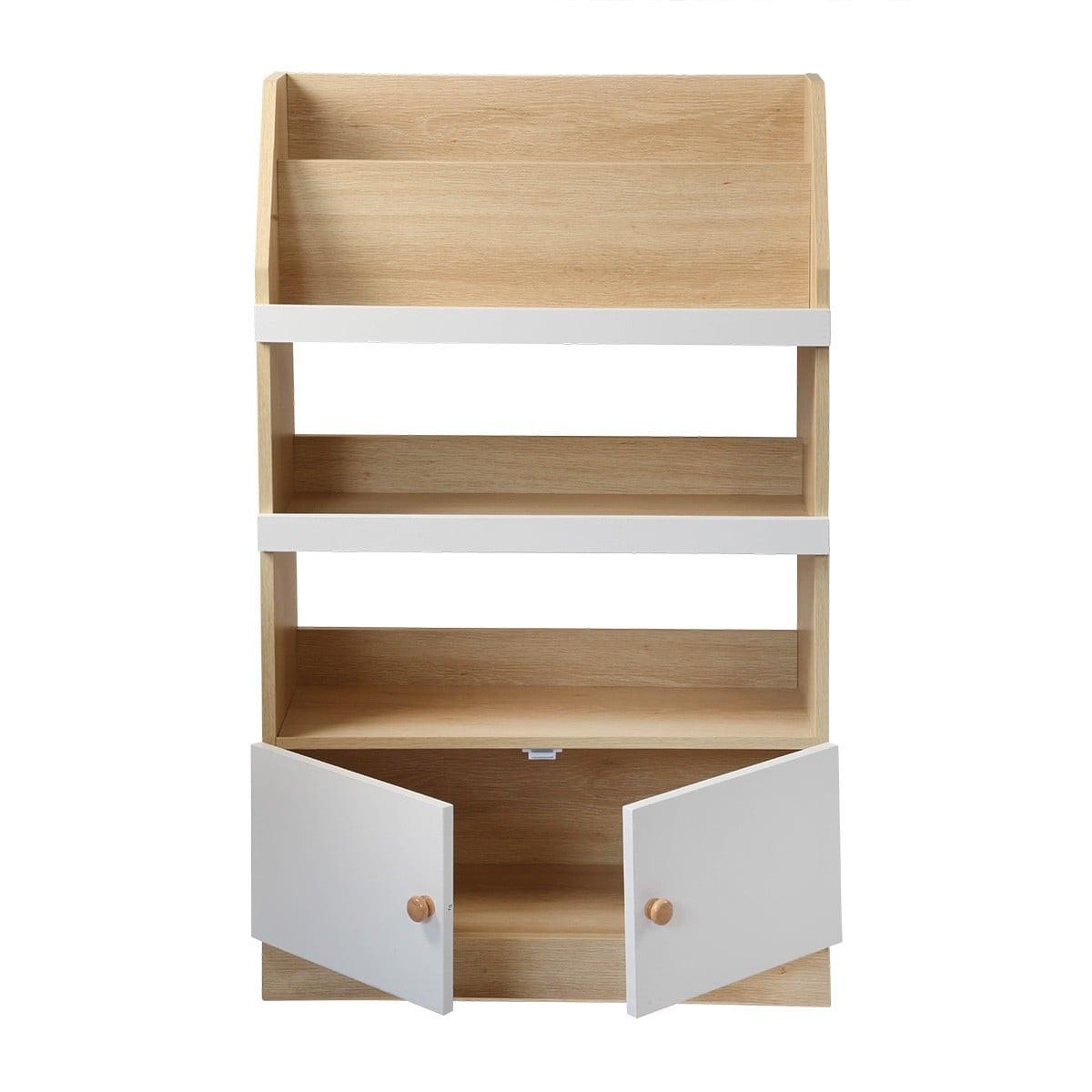 AUFBEWAHRUNGSREGAL mit 2 Türen für Kinder 106/25,5/62,8 cm - Eschefarben, Holzwerkstoff (25.5/106/32cm) - Calicosy