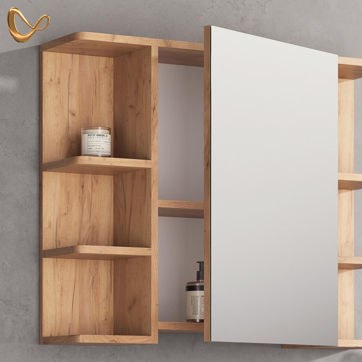 BADMÖBEL-SET Fucino Grün 3 Teile, mit Hochschrank - Grün, Holzwerkstoff (60/54/32cm) - Livinity®