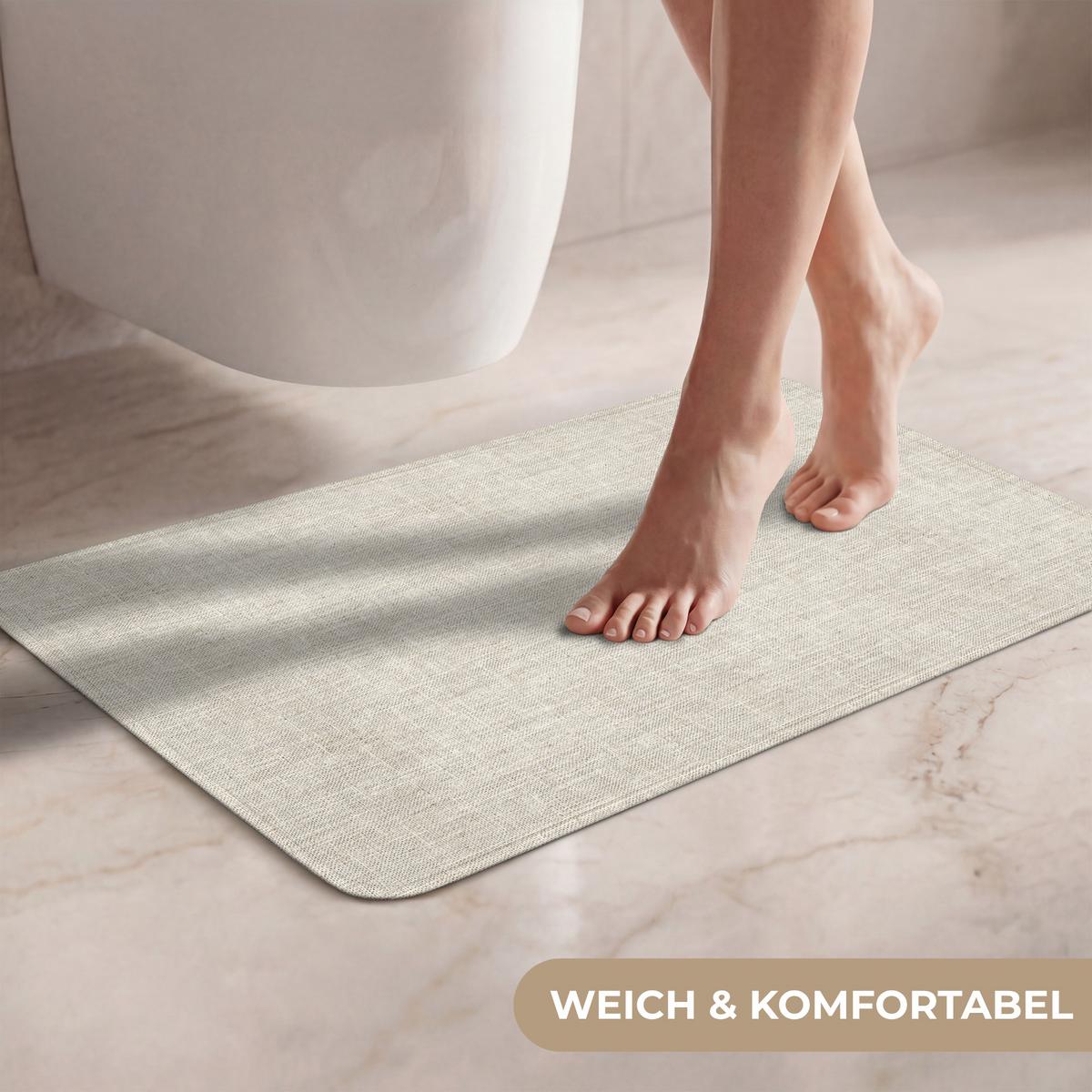 WC-VORLEGER Leinen - Textur - Beige Toilettenvorleger 60x40 cm - Beige, Textil (60/1cm) - OnlyWow