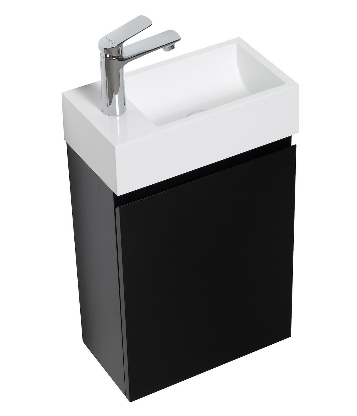 GÄSTE-WC-MÖBELSET Angela 2 Teile Schwarz Matt - 40 x 22 x 64 cm - Schwarz, Holz (40/52/22cm) - Badplaats