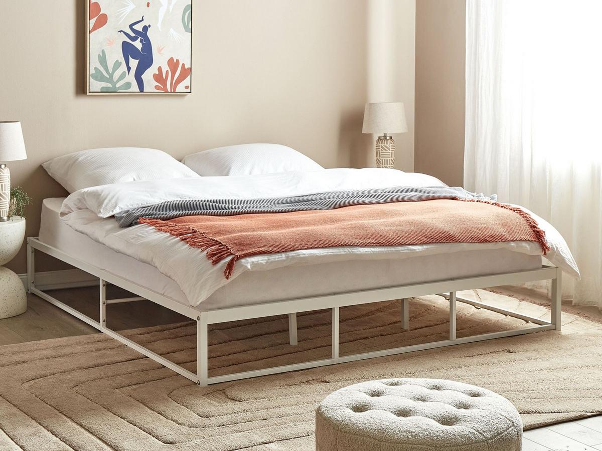 BETT mit Lattenrost 180x200 cm Weiß Viry - Weiß, Metall (180/200cm) - Beliani