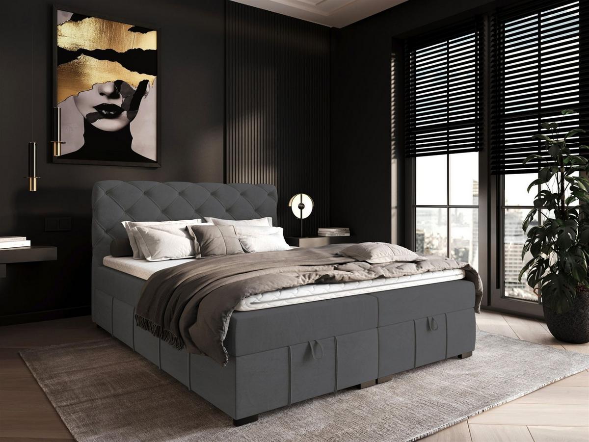 BOXBETT Gisel - Dunkelgrau, Holzwerkstoff/Textil (120/200cm) - Fun Möbel