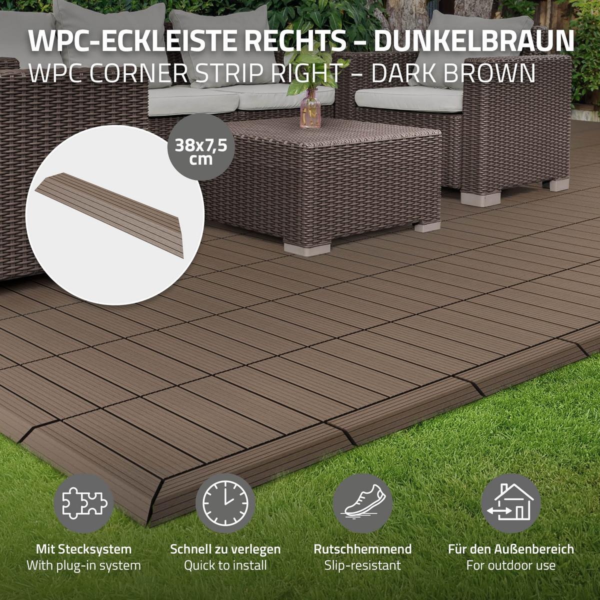 ABSCHLUSSLEISTE WPC Ecke rechts Dunkelbraun - Dunkelbraun, Holzwerkstoff (38/2/7.5cm) - ML-DESIGN
