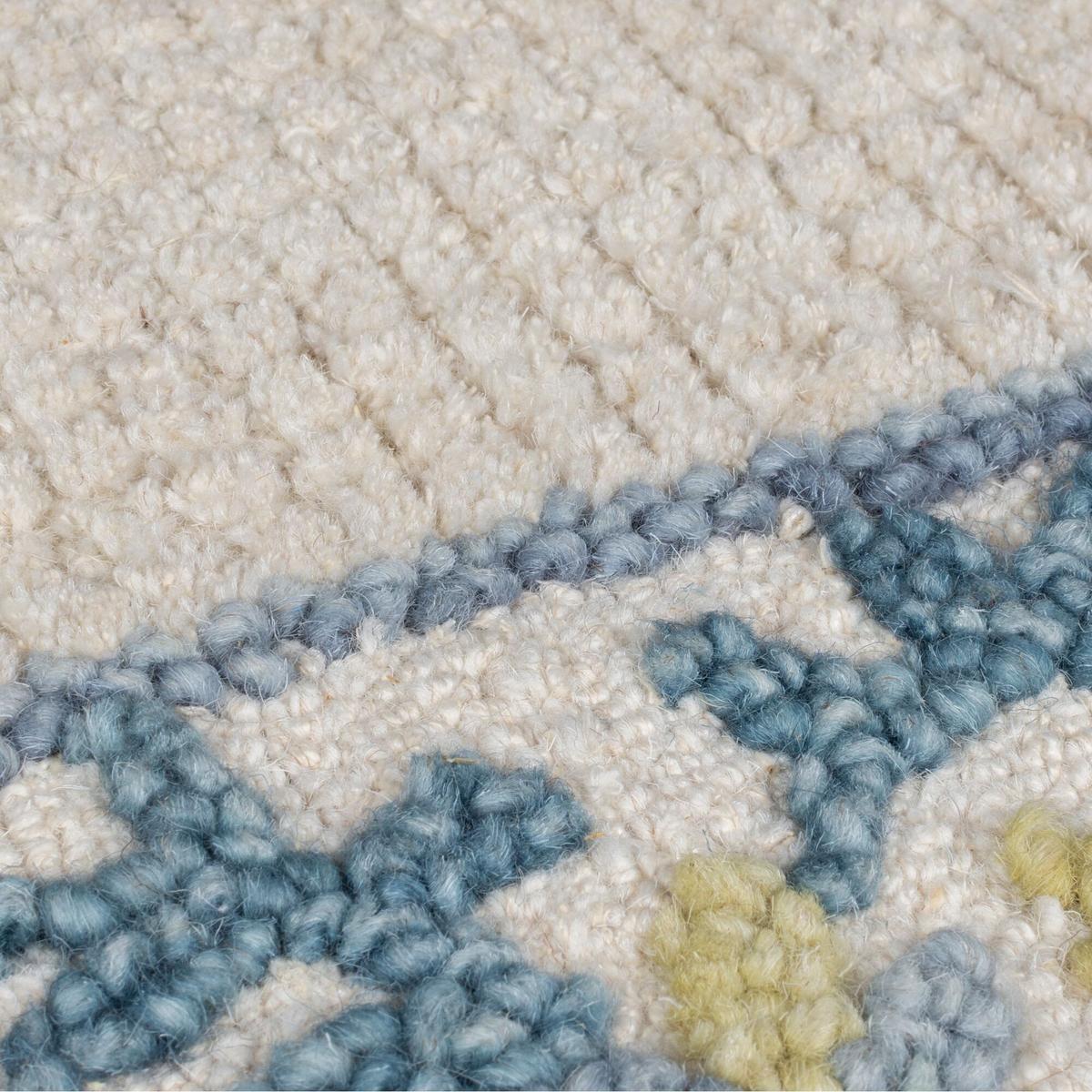 WOLLTEPPICH BROK, mit Bordüre, Blau, 200 x 290 cm - Blau, Textil (290/200cm) - KADIMA DESIGN