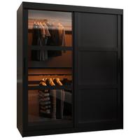 SCHWEBETÜRENSCHRANK 200/150/62 2-türig - Schwarz, Holz/Kunststoff (150/200/62cm) - Abiks Möbel
