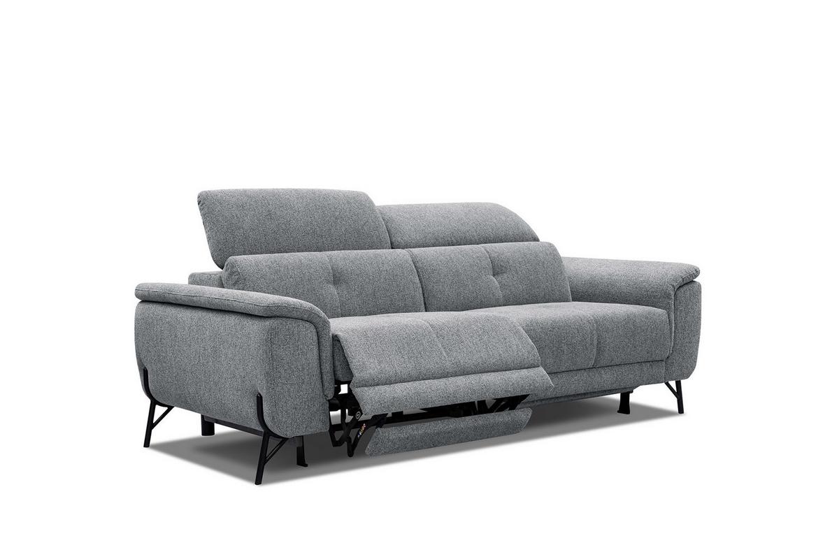 SOFA AVENA 3-Sitzer mit 2 Relaxfunktionen, grau - Grau, Holzwerkstoff/Textil (204/80/108cm) - Wozimo