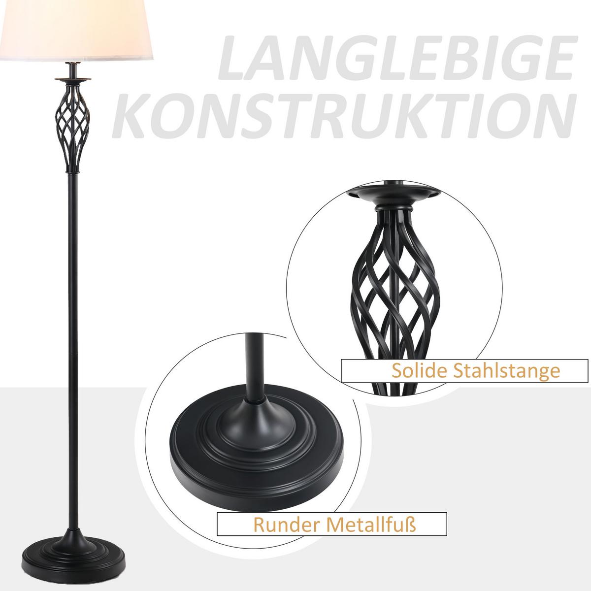 3ER-LAMPENSET 2 Tischlampe(ø38 x 158 cm) + 1 Stehlampe(ø30 x 62 cm) Weiß - Multicolor, Metall (38/158/30cm) - HOMCOM