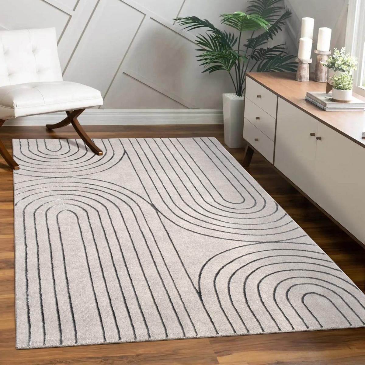 KURZFLORTEPPICH, abstrakt, Florhöhe 11 mm, Grau, 80 x 150 cm - Grau, Textil (150/80cm) - KADIMA DESIGN