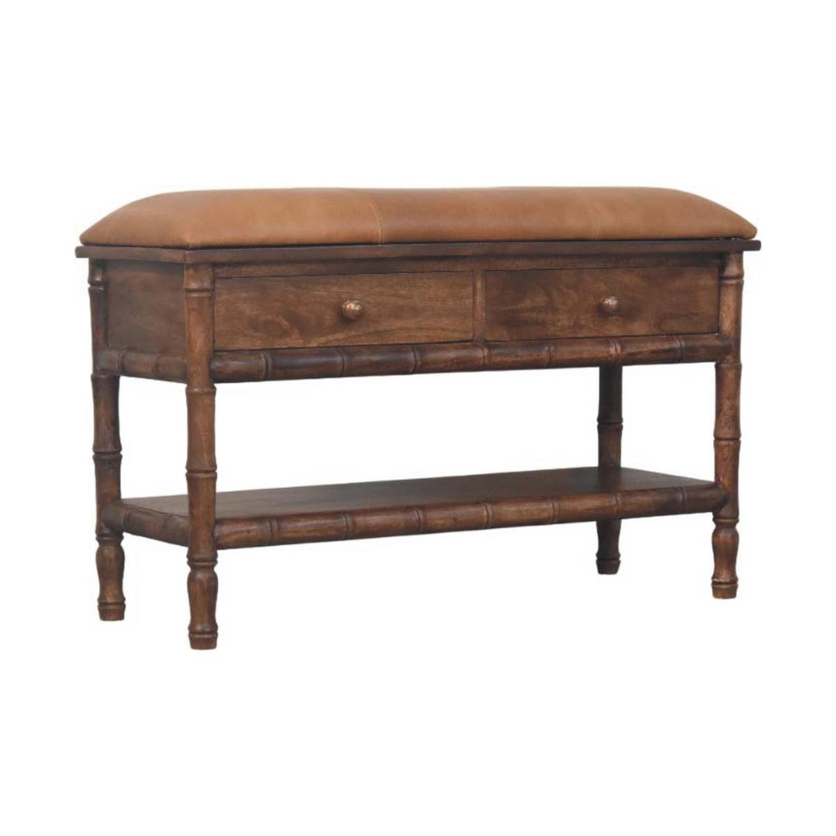 AUFBEWAHRUNGSMÖBEL Roasted-Almond-Finish, 2 Schubladen, 1 offenes Regal, Braun - Braun, Holz (35/55/90cm) - Artisan Furniture