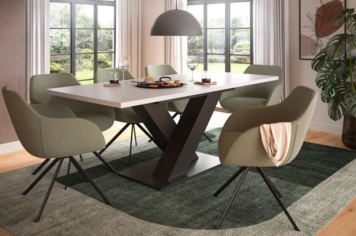 ESSTISCH weiß, grau 150 - 190 cm, Küchentisch ausziehbar - Weiß/Grau, Holz/Holzwerkstoff (150/90/76cm) - Inn.Furn