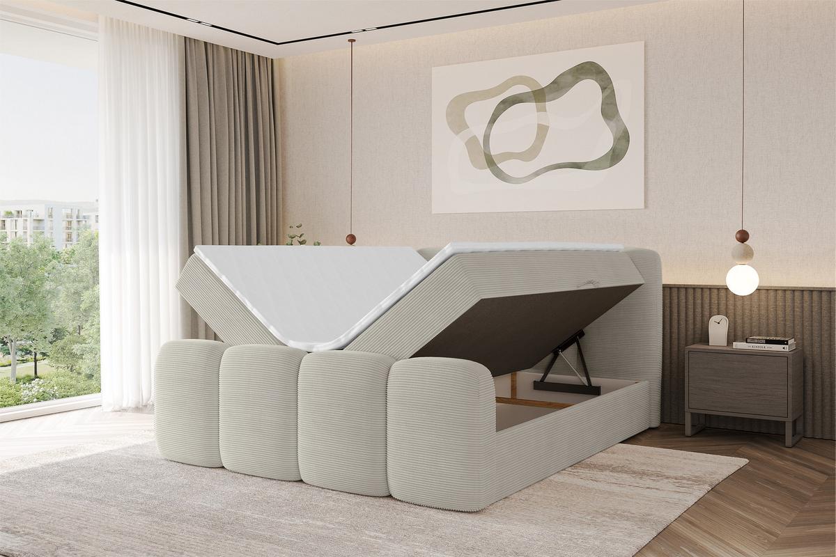 BOXBETT mit Matratze H3 - NINA-Z - 120x200 cm Creme - Perlmutt, Holzwerkstoff (120/200cm) - ALTDECOR