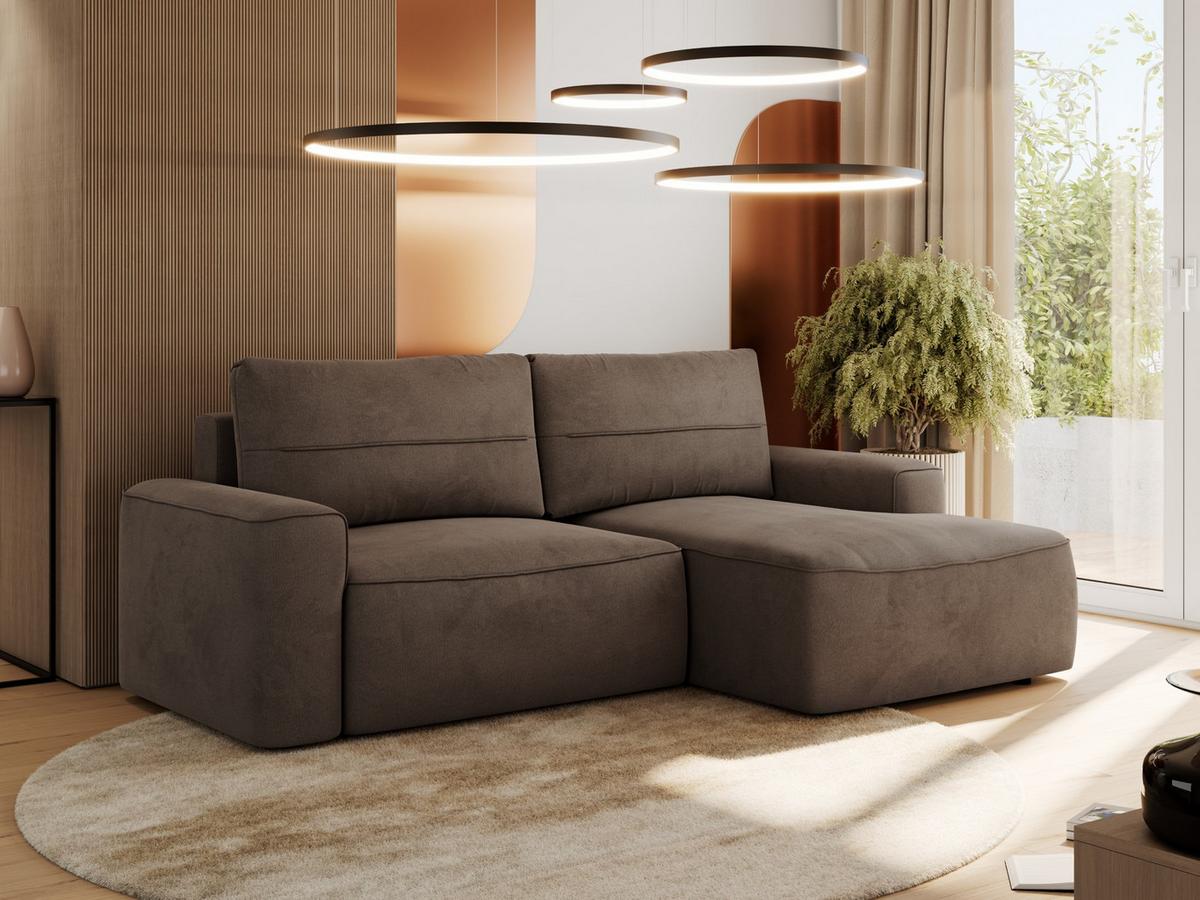 ECKSOFA BELLUNO L Braun Velvet - Rechts - Schwarz/Braun, Textil (233/144cm) - MKS
