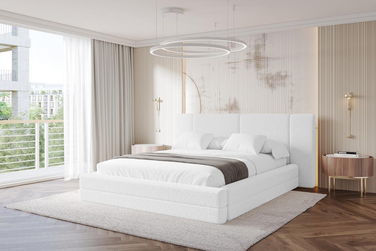 POLSTERBETT mit Bettkasten und Lattenrost, Bett mit Matratze H3/H4 - TEVO 140x200 Weiß - Weiß, Holzwerkstoff/Textil (140/200cm) - ALTDECOR