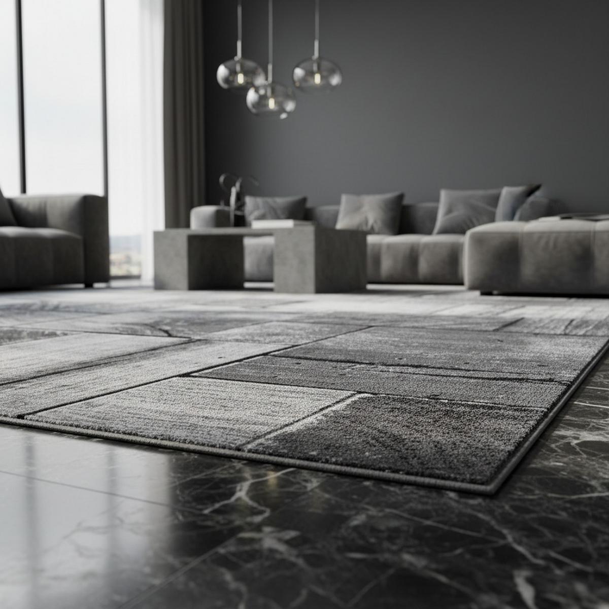 TEPPICH Kurzflor DRAU in Schwarz, in 3D-Holzoptik, 240 x 340 cm - Grau, Textil (340/240cm) - KADIMA DESIGN