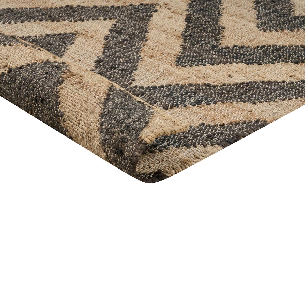 TEPPICH geflochten Beige 200/300 cm Dedepinari - Beige/Schwarz, Naturmaterialien (200/300cm) - Beliani
