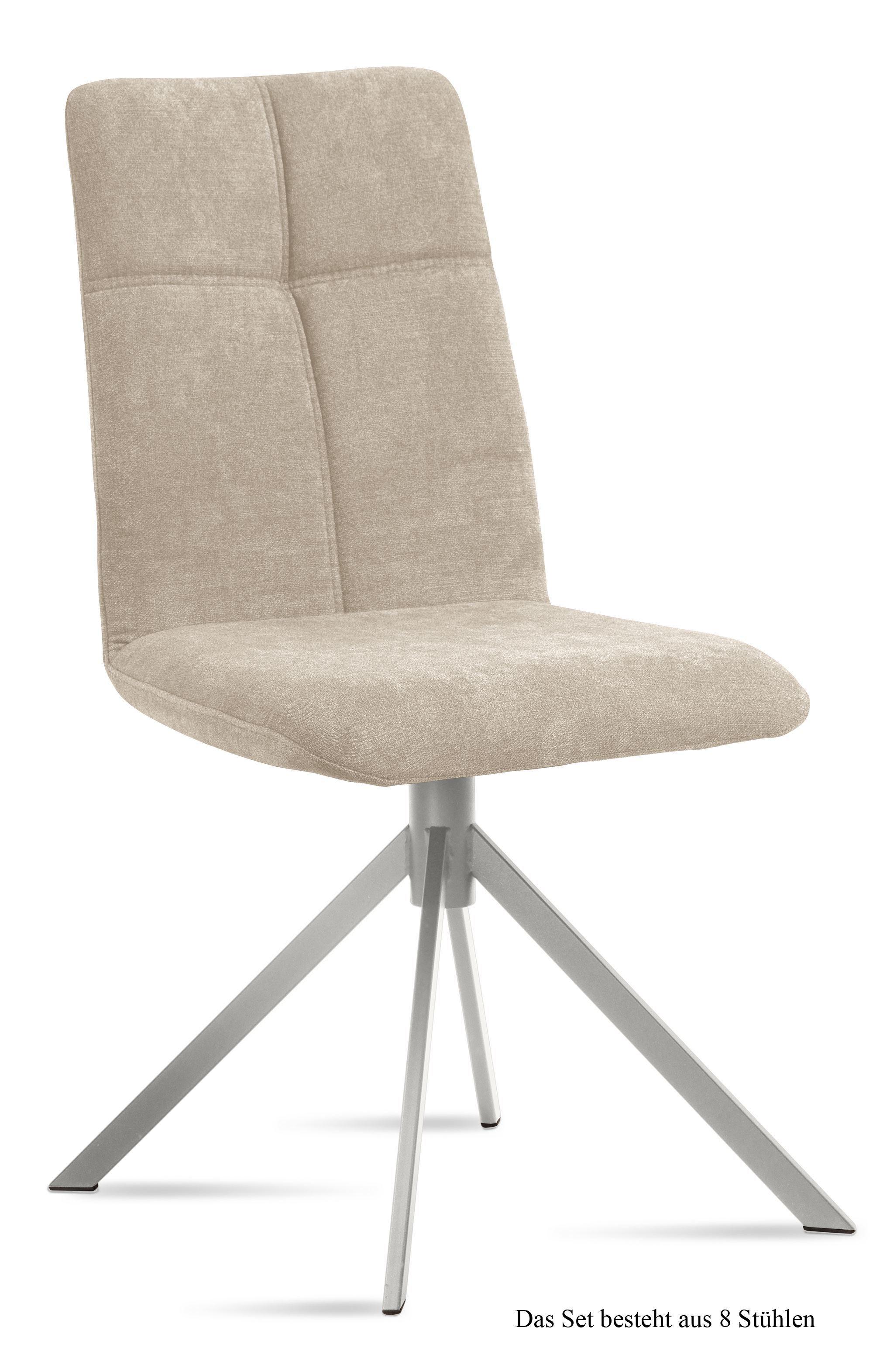 ESSZIMMERSTUHL (8er-Set) Dorine 47x92x60 Edelstahl/Natur - Edelstahlfarben/Naturfarben, Kunststoff (60/92/47cm) - 58aufmkessel