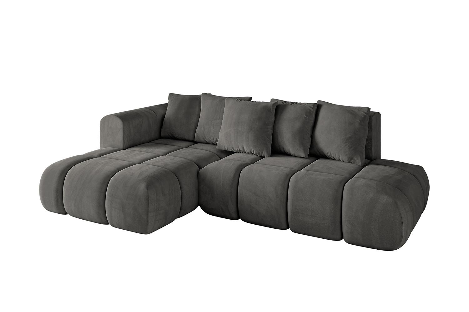 ECKSOFA Ottomane Links CLOUD-L-v1 280x185x90 Dunkelgrau Velours - Dunkelgrau, Holzwerkstoff/Kunststoff (180/289cm) - ALTDECOR