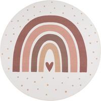 SPIELTEPPICH Waschbar TINO in Creme, mit Regenbogen- und Herz-Motiv, Ø 120 cm - Beige, Textil (120/120cm) - KADIMA DESIGN
