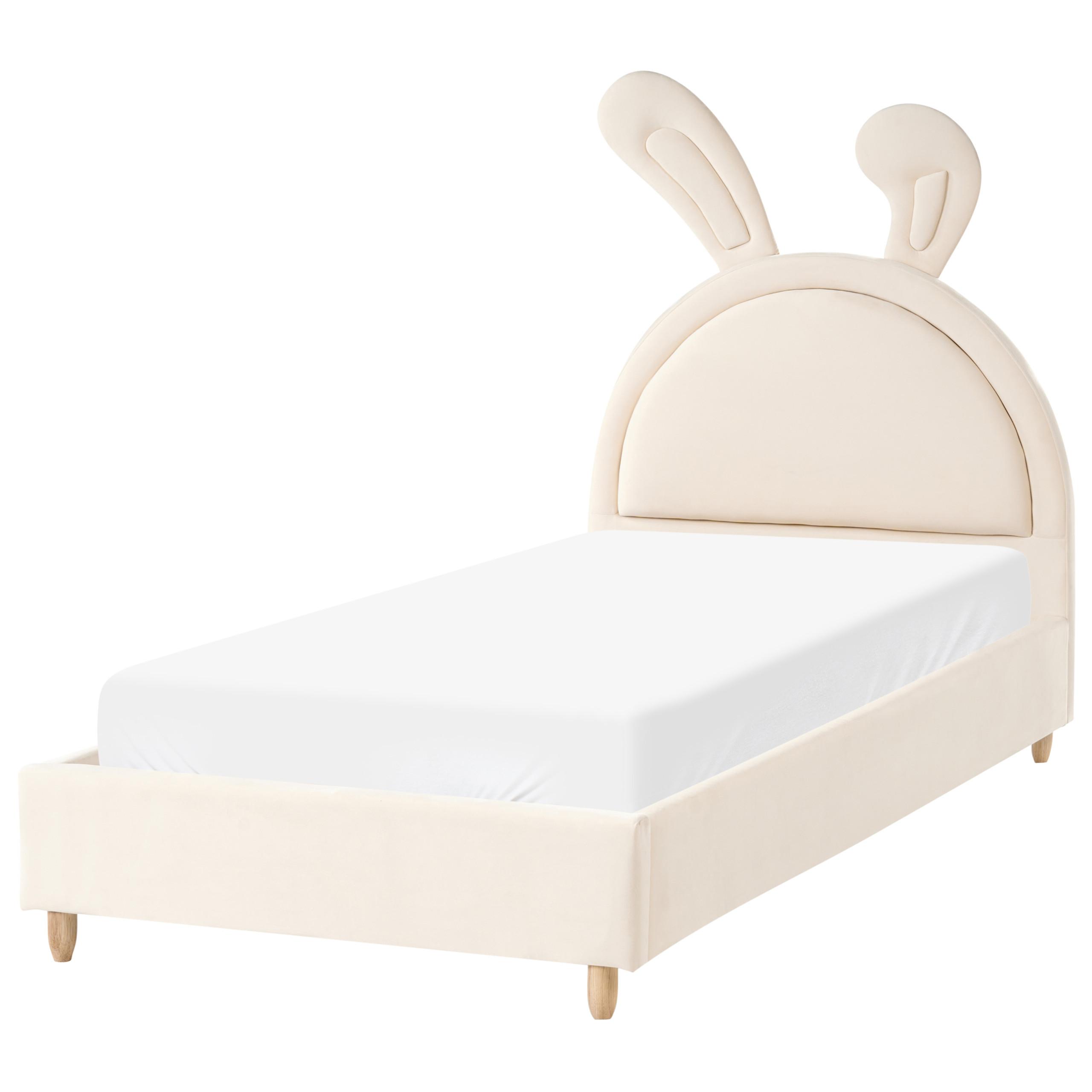 KINDERBETT Kaninchen Samtstoff 90/200 cm Beige Lallias - Beige, Textil (90/200cm) - Beliani