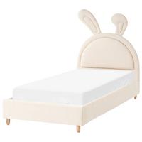 KINDERBETT Kaninchen Samtstoff 90/200 cm Beige Lallias - Beige, Textil (90/200cm) - Beliani