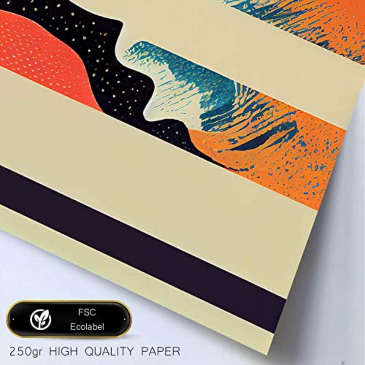 POSTER Set mit 4 Vogel im Abstrakt Moderne Galaxien A4 Rahmen aus hellem Holz - Beige, Papier (29.7/3cm) - Nacnic