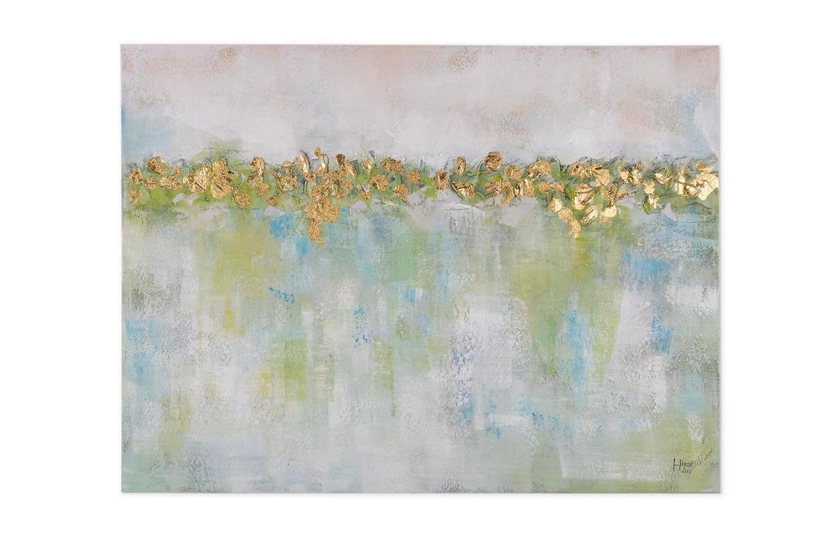 ACRYLBILD HANDGEMALT 100/75 cm - Türkis/Beige, Holz/Textil (100/75cm) - KUNSTLOFT