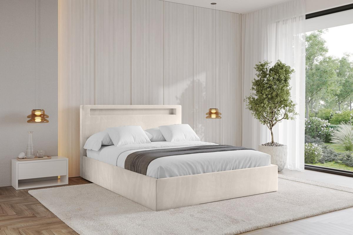 POLSTERBETT mit Bettkasten und Lattenrost, Bett mit Matratze H3/H4 - GOLA 180x200 Beige - Greige, Holzwerkstoff/Textil (180/200cm) - ALTDECOR