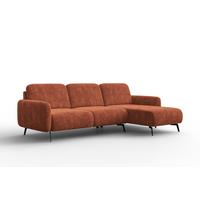 ECKSOFA FEBE 4-Sitzer RECHTS, rostroter Chenille-Stoff - Rostfarben/Schwarz, Holz/Textil (264/157cm) - Wozimo