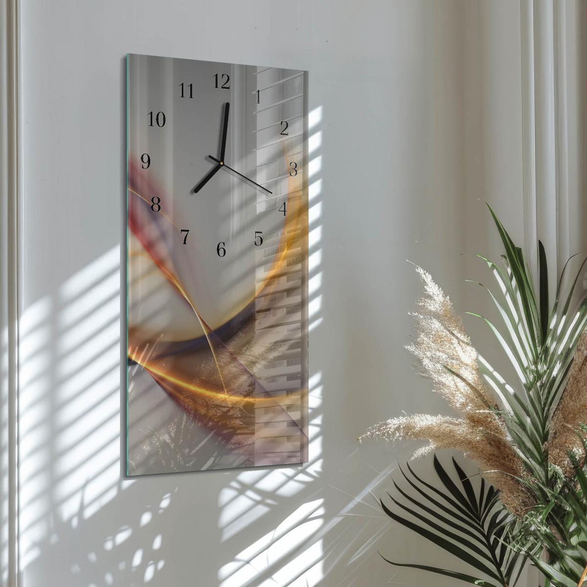 WANDUHR aus Glas 30x60 cm - Abstraktion - Beige, Glas (30/60/0.4cm) - TULUP