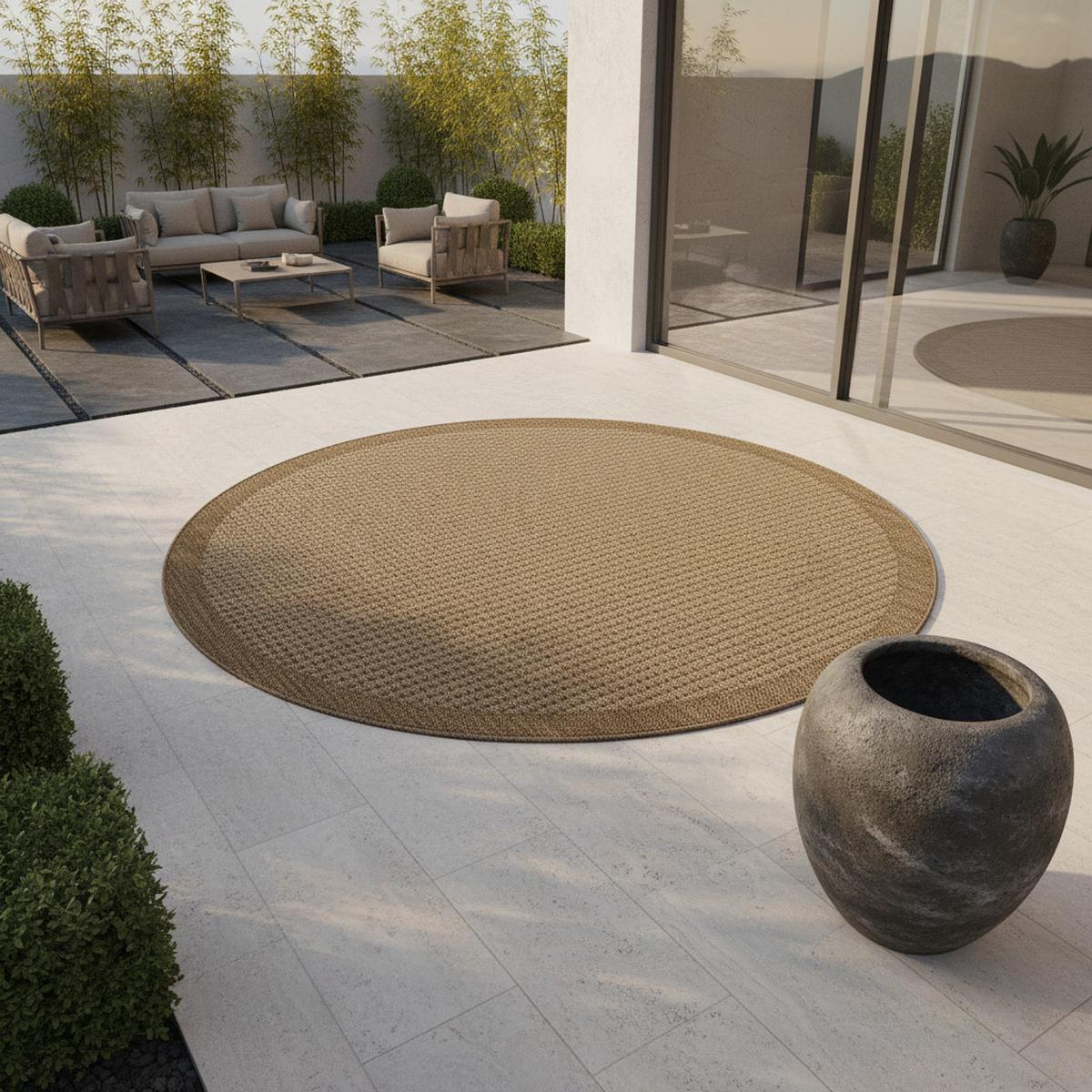 TEPPICH Outdoor DAFNE in Braun, einfarbig, Ø 120 cm - Braun, Textil (120/120cm) - KADIMA DESIGN