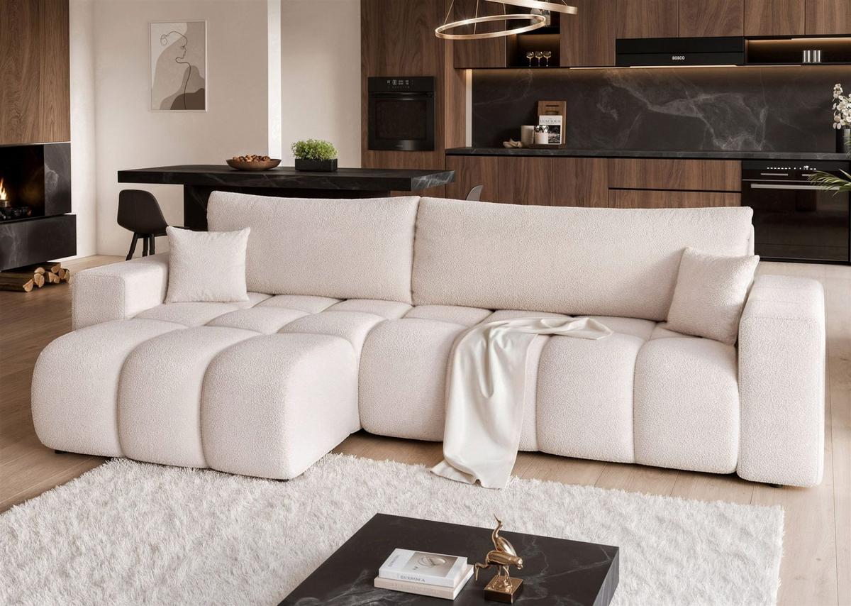 ECKSOFA Anabel Max Mit Schlaffunktion - Weiß, Holzwerkstoff/Textil (278/145cm) - Fun Möbel