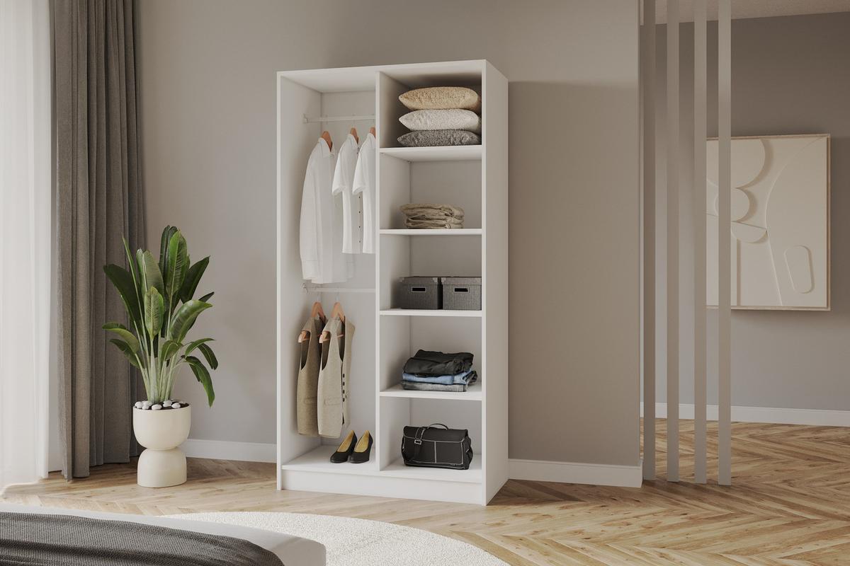 KLEIDERSCHRANK - LESE - 102 - Weiß - Schwarz/Weiß, Holzwerkstoff (102/200/51cm) - ALTDECOR