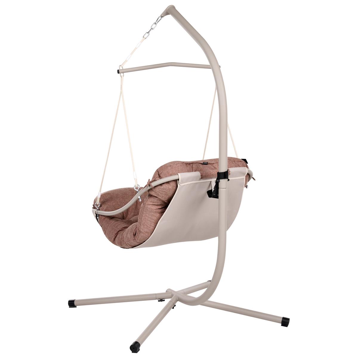 HÄNGESESSEL mit Gestell Metall Braun Alghero - Beige/Braun, Textil (109/195/101cm) - Beliani