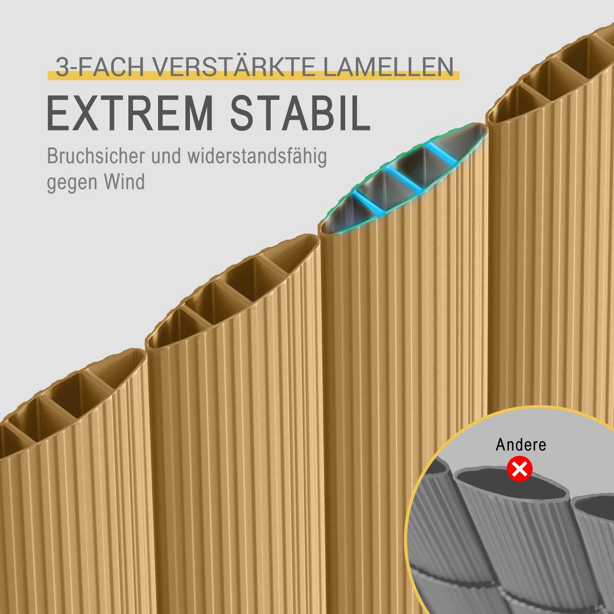 SICHTSCHUTZZAUN SolVision P12 100x300cm PVC Bambus - Naturfarben, Kunststoff (300cm) - Sol Royal
