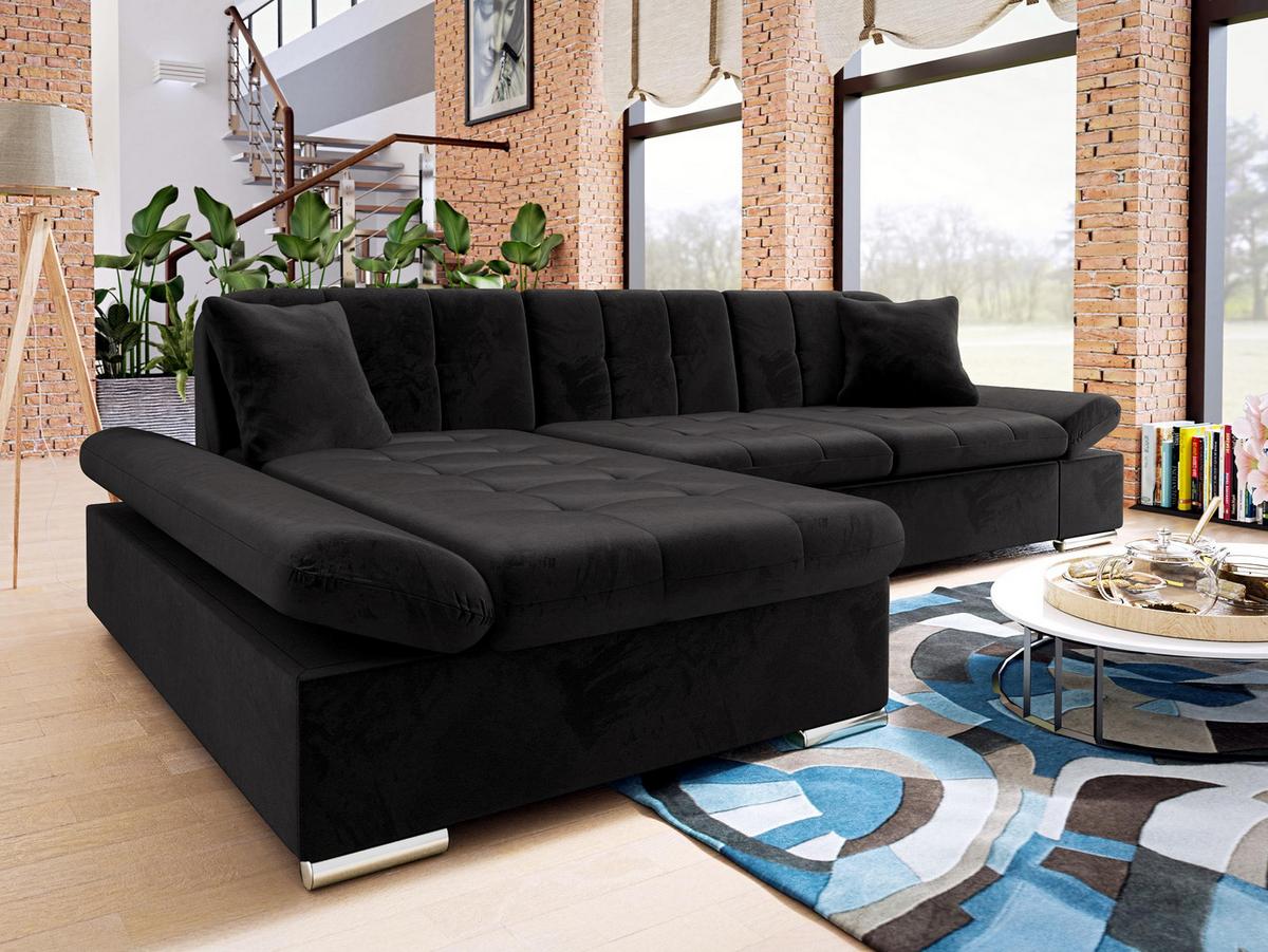 ECKSOFA Montana Premium, Seite: Links - Schwarz, Holz/Textil (278/161cm) - MIRJAN24