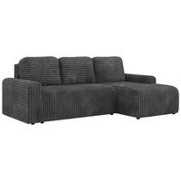 ECKSOFA NESSARO L Grau Cord - Rechts Seite - Schwarz/Grau, Kunststoff/Textil (151/244cm) - MKS