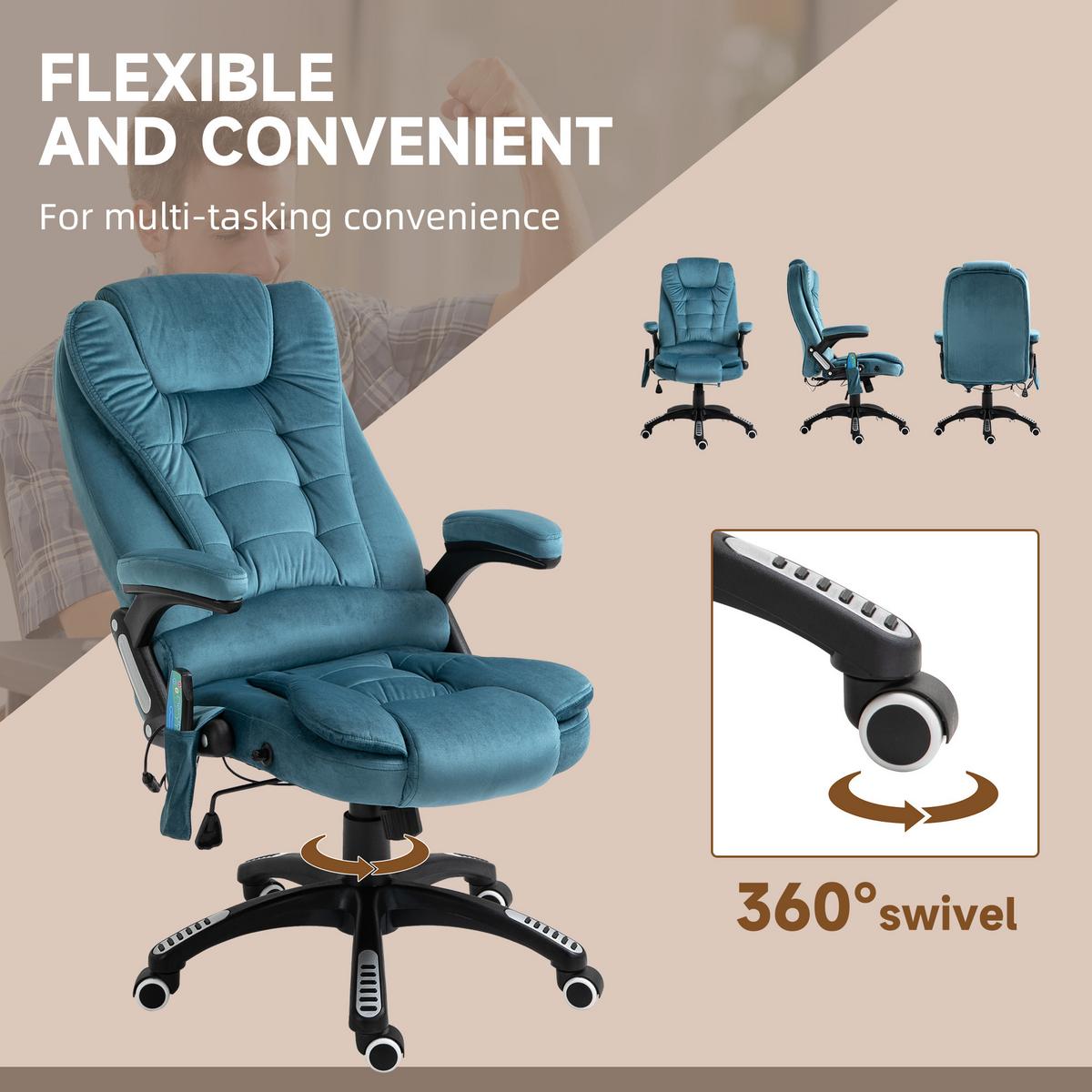 MASSAGESESSEL Chefsessel Gamingstuhl Drehstuhl Massagebürostuhl Blau - Blau/Schwarz, Kunststoff/Textil (74/116/67cm) - Vinsetto