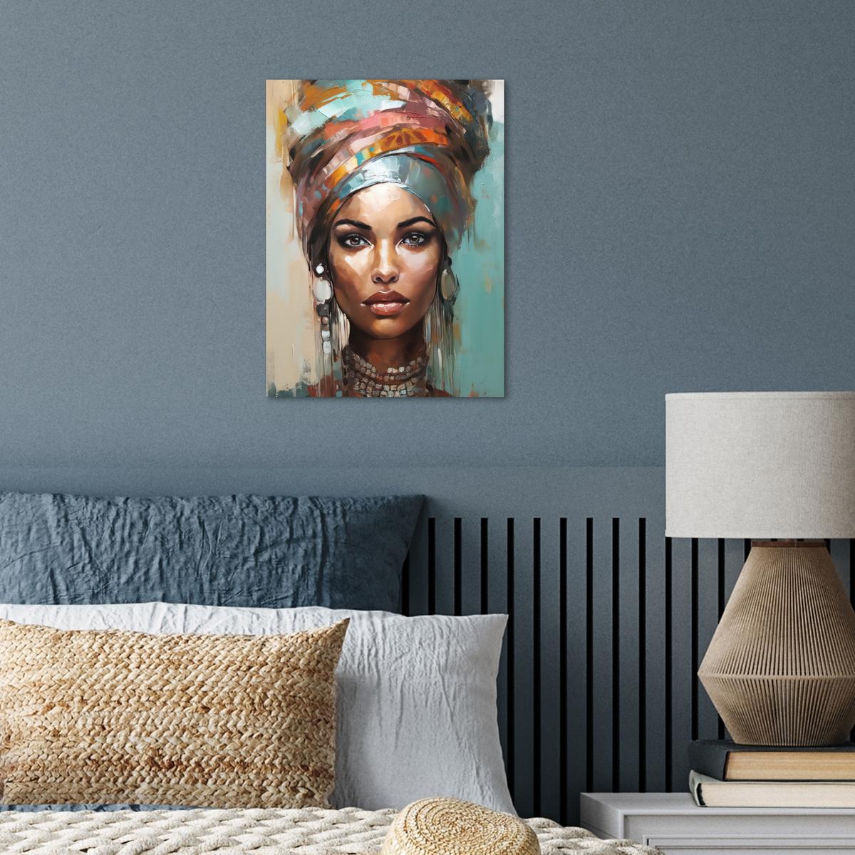 POSTER Frau - Kunst - Schmuck - Porträt Wandbilder 30x40 cm - Blaugrau, Papier (30/40/0.1cm) - MuchoWow