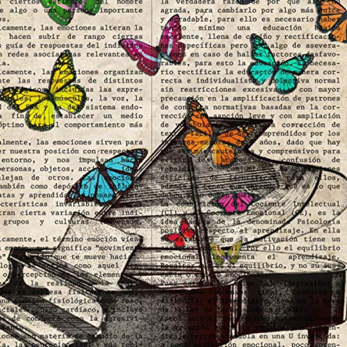 POSTER Set mit 4 Violin und Saxon mit Musikdefinitionen, Emotionen, Kommunikation, Vergnügen A4 Schwarzer Rahmen - Schwarz, Papier (29.7/3cm) - Nacnic