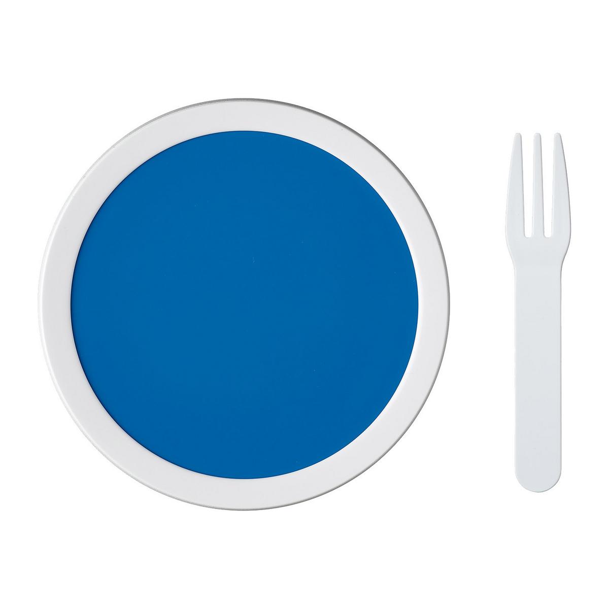 FRUCHTBOX MIT GABEL Campus blau 300 ml - Blau, Kunststoff (6.7/10.4/6.7cm) - Mepal