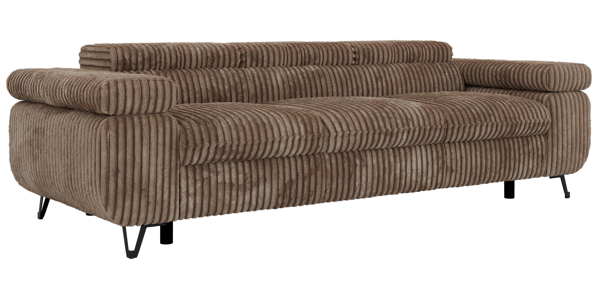 3-SITZER SOFA PETER - Braun Cord - Schwarz/Braun, Textil/Metall (262/76/99cm) - MKS