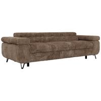 3-SITZER SOFA PETER - Braun Cord - Schwarz/Braun, Textil/Metall (262/76/99cm) - MKS