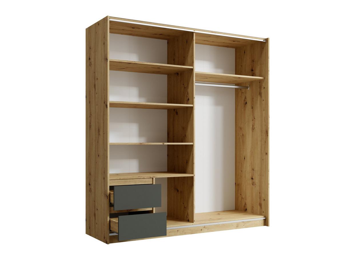 SCHWEBETÜRENSCHRANK KOVAN 180,8/198,3/59,3cm 2-türig Graphitfarben - Graphitfarben/Eiche Artisan, Holzwerkstoff (180.8/198.3/59.3cm) - MASSENO