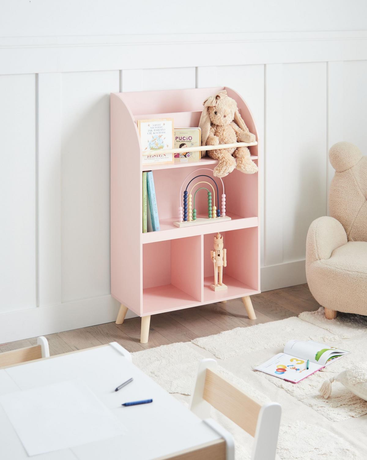 BÜCHERREGAL mit 3 Ebenen 102 cm Pastellrosa Liloet - Pink, Holzwerkstoff (60/102/30cm) - Beliani