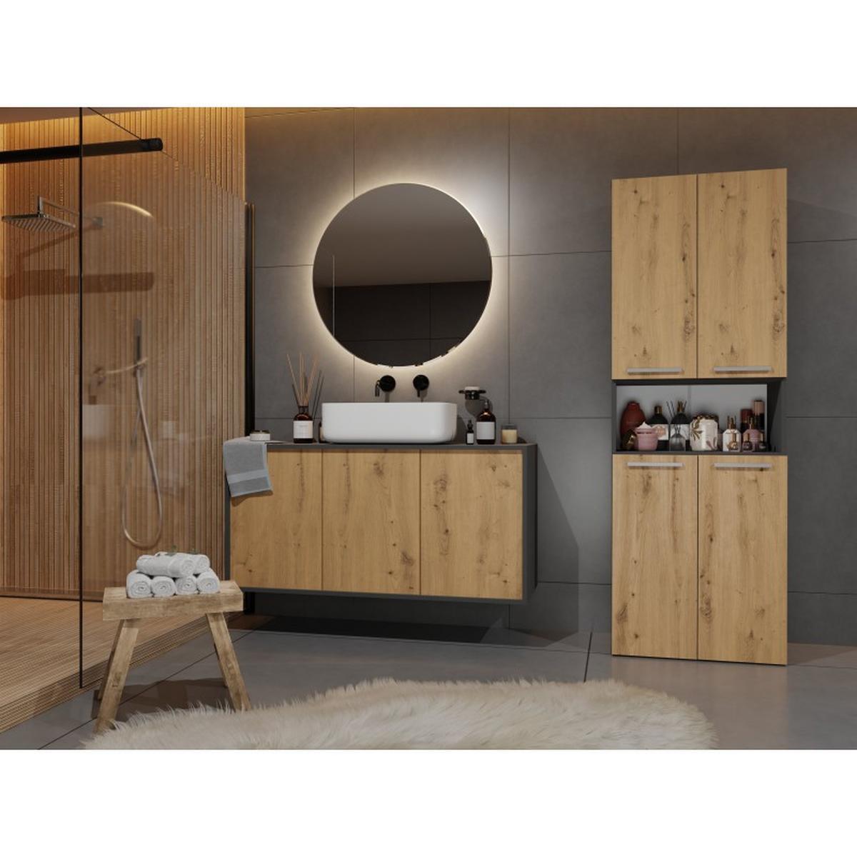 BADEZIMMERSCHRANK Anthrazit, Artisan 60/174/30 - Anthrazit, Holzwerkstoff (60/174/30cm) - RAUMHIRSCH FURNITURE