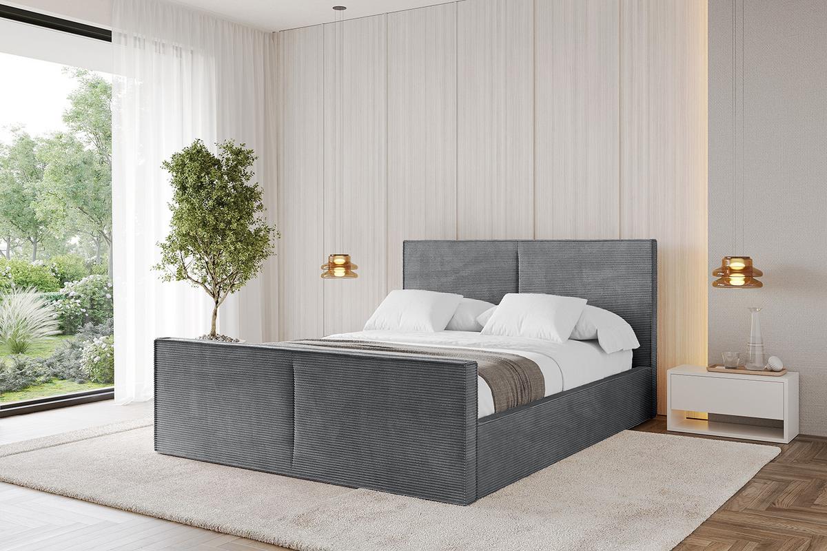 POLSTERBETT mit Bettkasten, Fußteil und Lattenrost, Boxbett ohne Matratze - TIVON-Z 180x200 Dunkelgrau - Anthrazit, Holzwerkstoff/Textil (180/200cm) - ALTDECOR