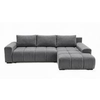 ECKSOFA Ovia mit Bettkasten und Schlaffunktion, Bouclé-Stoff in L-Form - Dunkelgrau, Textil (270/185cm)