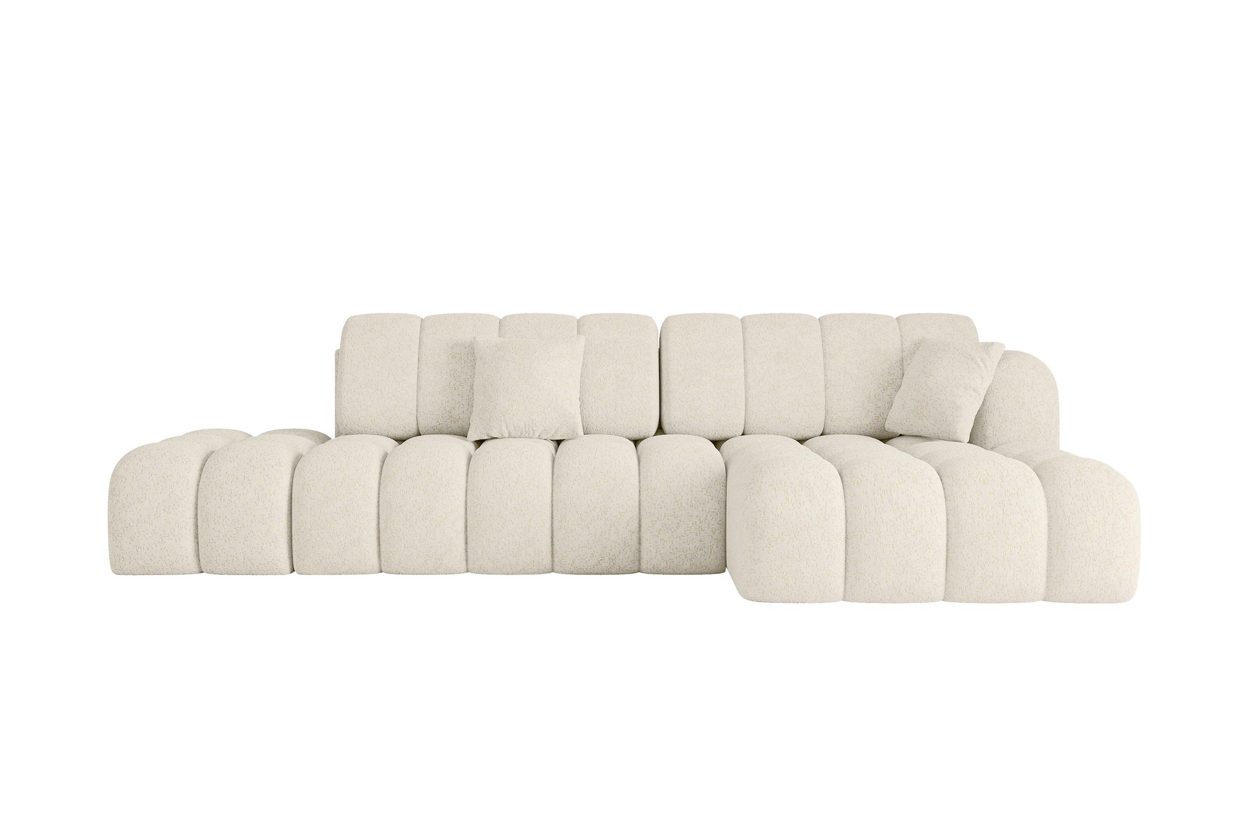 ECKSOFA mit Schlaffunktion Ottomane RECHTS OLEA-L2 321x164x75 Creme Tissu - Creme/Schwarz, Holzwerkstoff/Kunststoff (164/321cm) - ALTDECOR