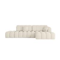 ECKSOFA mit Schlaffunktion Ottomane RECHTS OLEA-L2 321x164x75 Creme Tissu - Creme/Schwarz, Holzwerkstoff/Kunststoff (164/321cm) - ALTDECOR
